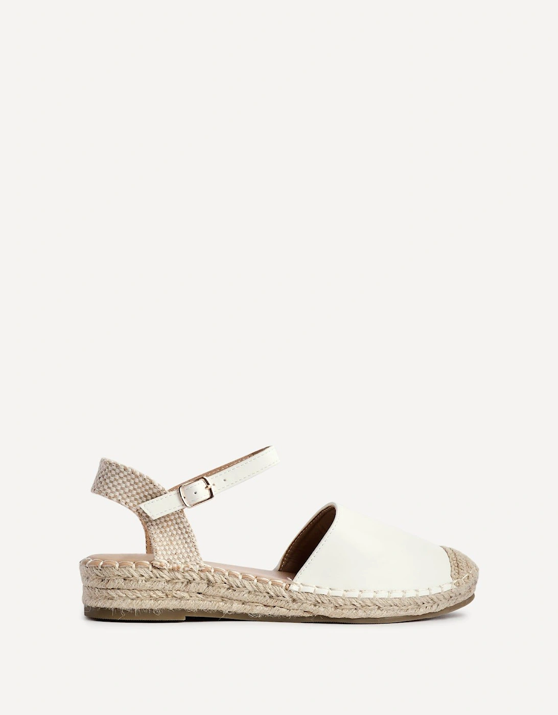 Neroli White Faux Leather Closed Toe Espadrille Flatform Sandal, 2 of 1