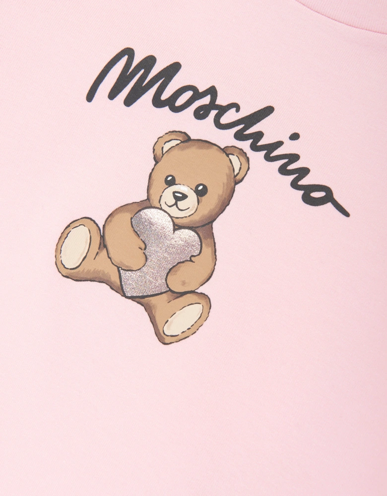 Girls Long Sleeve Teddy Bear T-Shirt in Pink