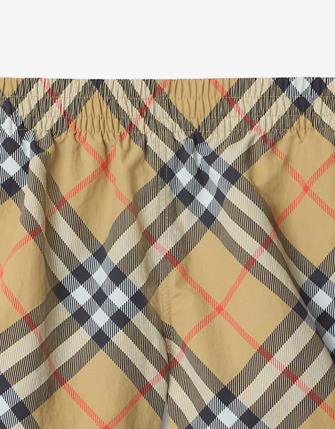 Boys Check Atticus Swim Shorts in Beige