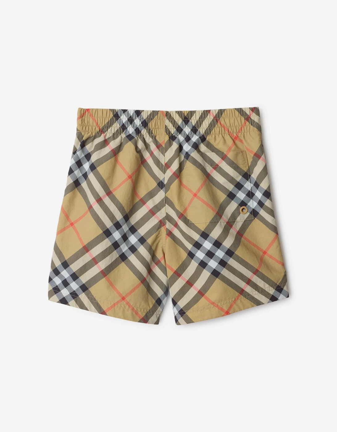 Boys Check Atticus Swim Shorts in Beige