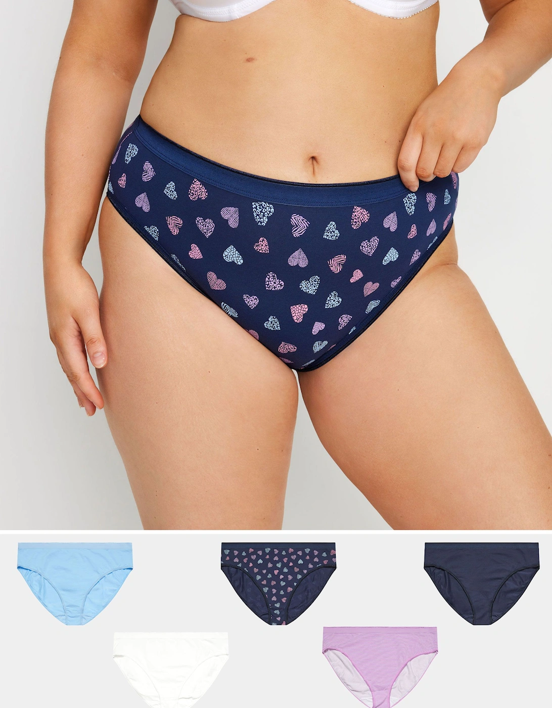 5 Pack Heart Print High Leg Knickers, 2 of 1