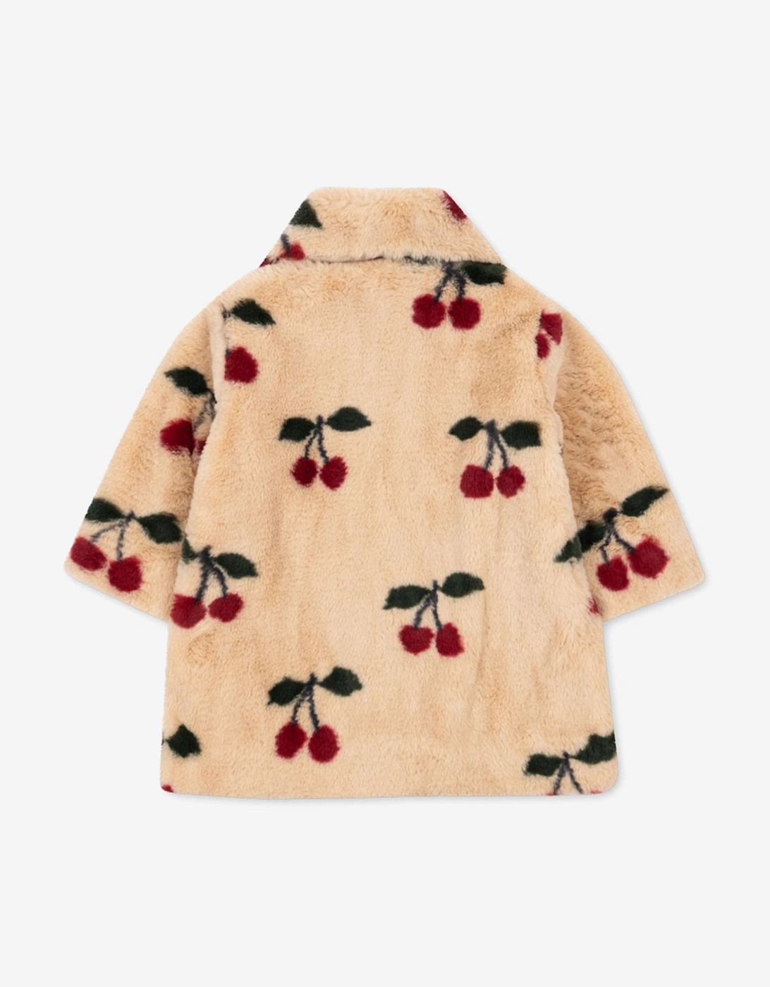 Girls Cherry Faux Fur Coat in Beige