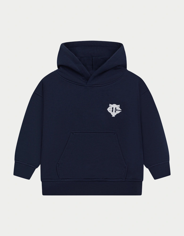 Kids Emblem Applique Hoodie in Navy