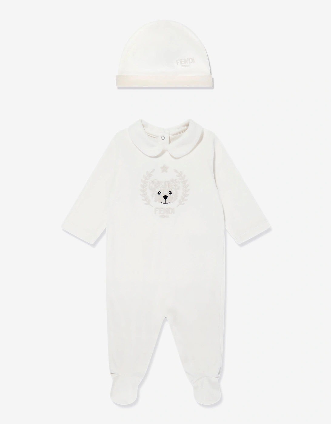 Baby Bear Chenille Babygrow Set in White, 5 of 4