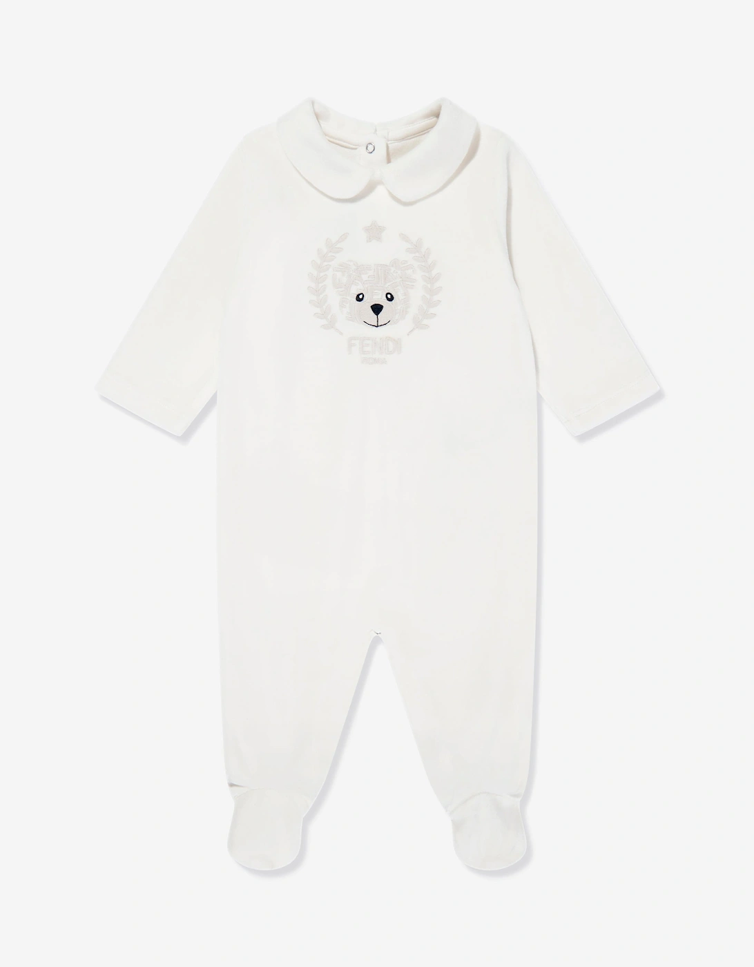 Baby Bear Chenille Babygrow Set in White