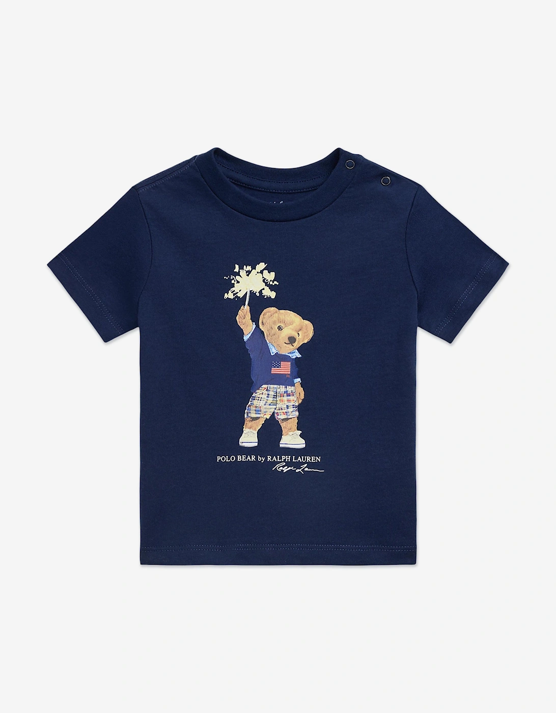 Baby Boys Sparkler Polo Bear T-Shirt in Navy, 6 of 5