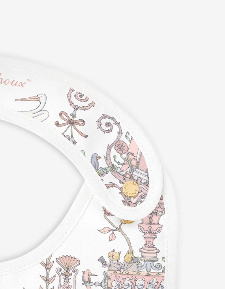 Baby Girls Toile de Jouy - Caitlin Wilson Satin Bib in Pink