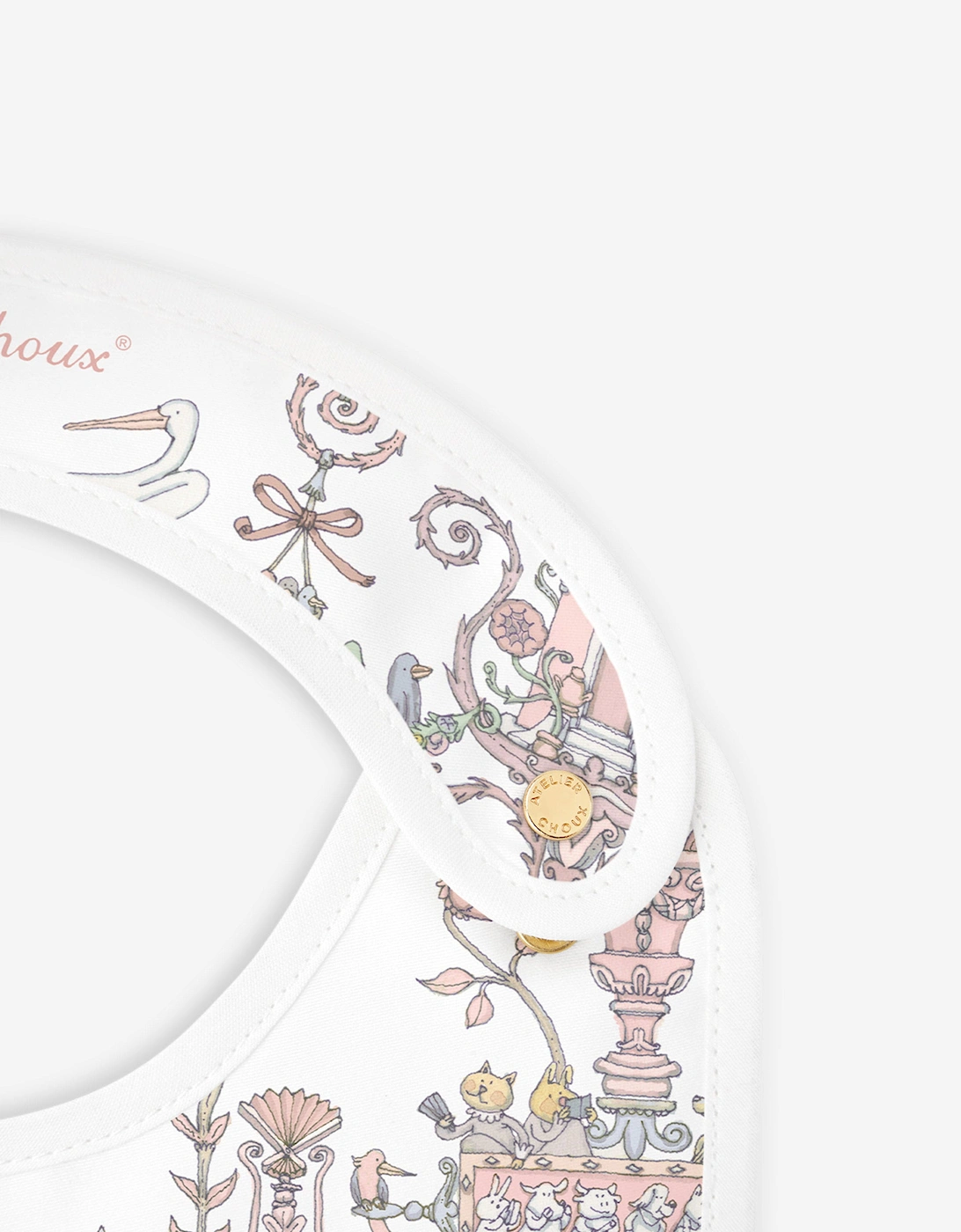 Baby Girls Toile de Jouy - Caitlin Wilson Satin Bib in Pink