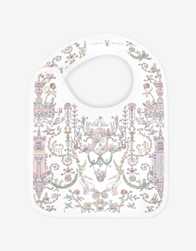 Baby Girls Toile de Jouy - Caitlin Wilson Satin Bib in Pink