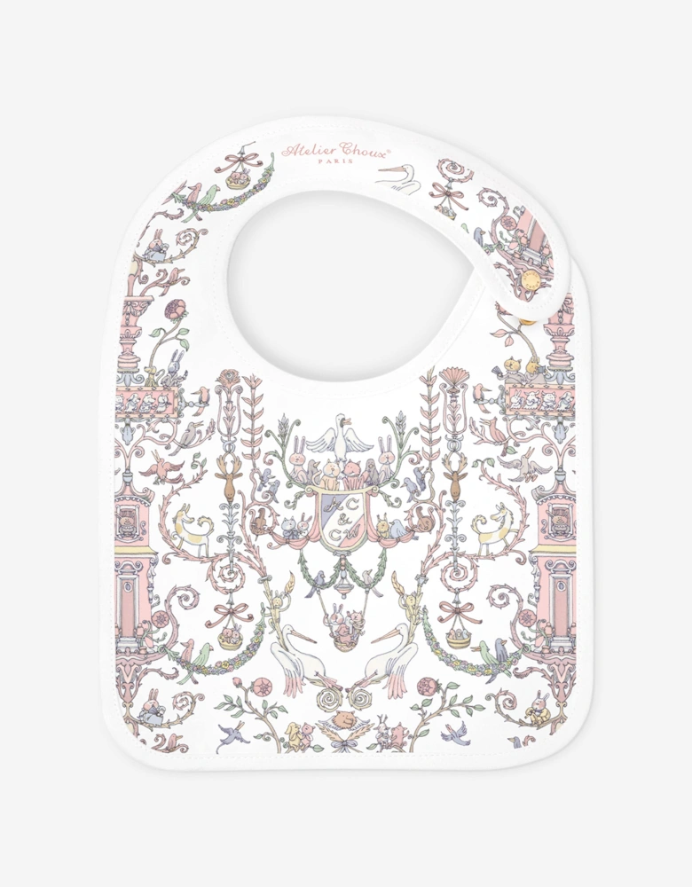 Baby Girls Toile de Jouy - Caitlin Wilson Satin Bib in Pink