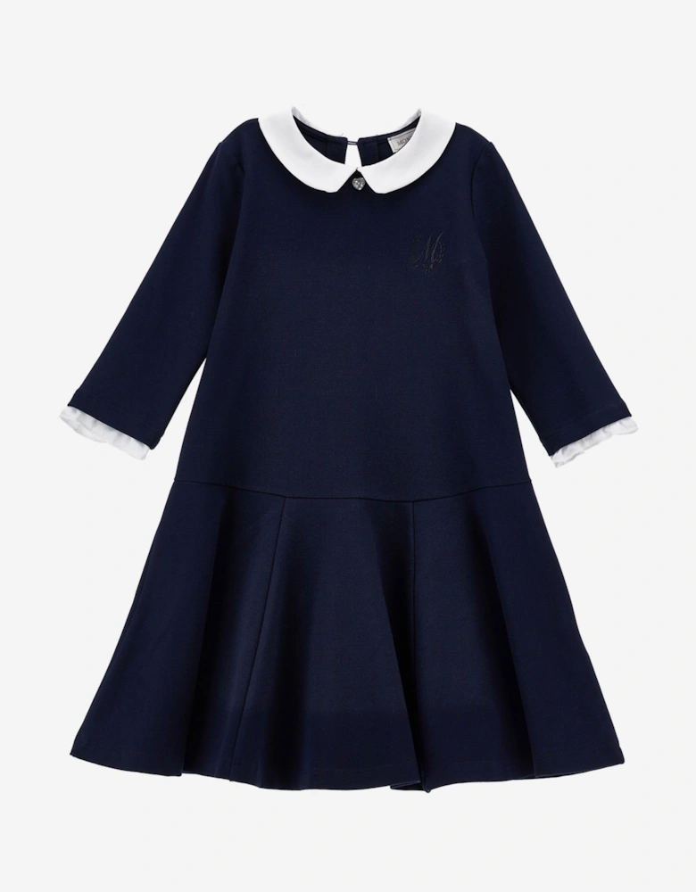 Girls Punto Milano Dress in Navy