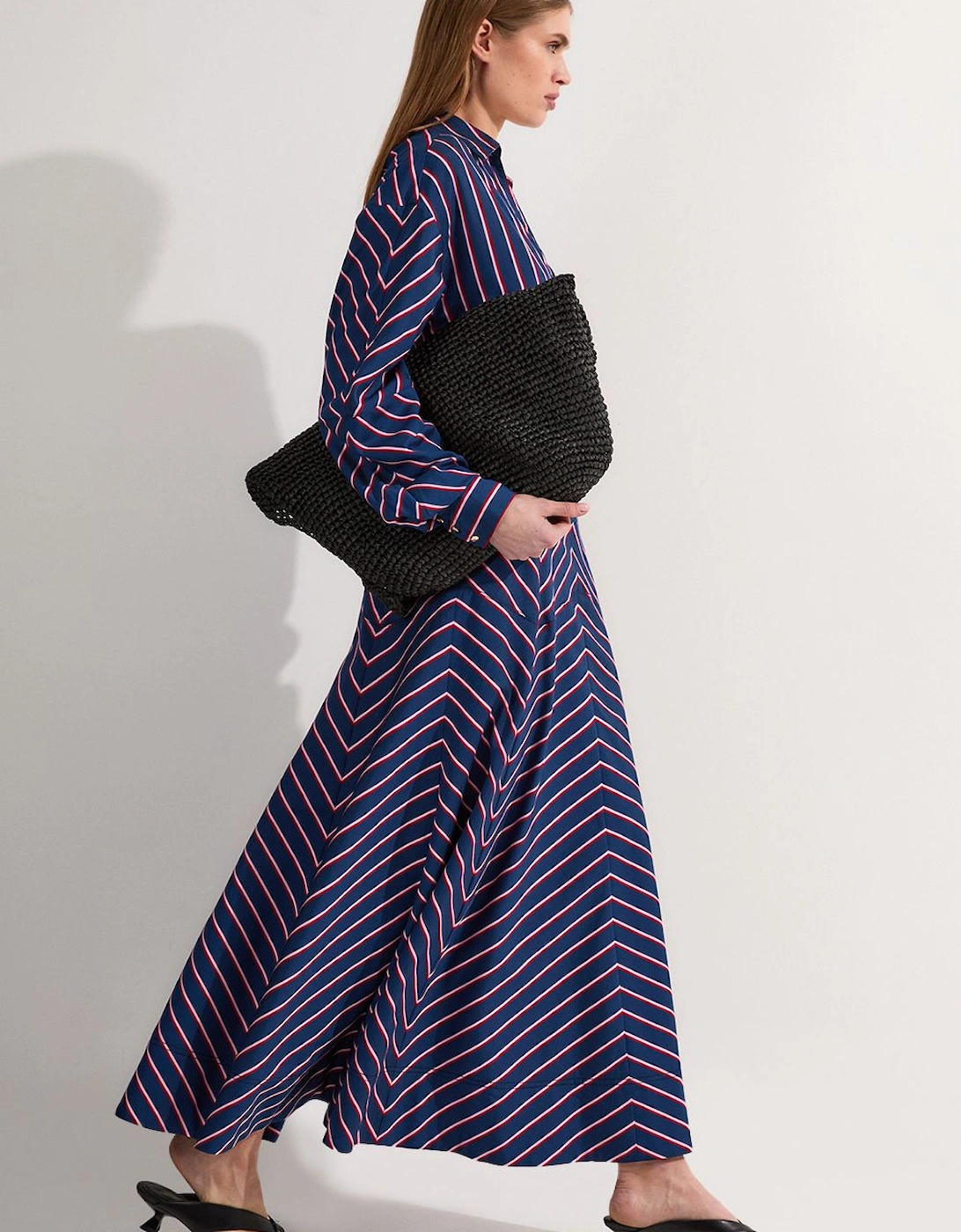 Cotton Stripe Full Midi Skirt, 2 of 1