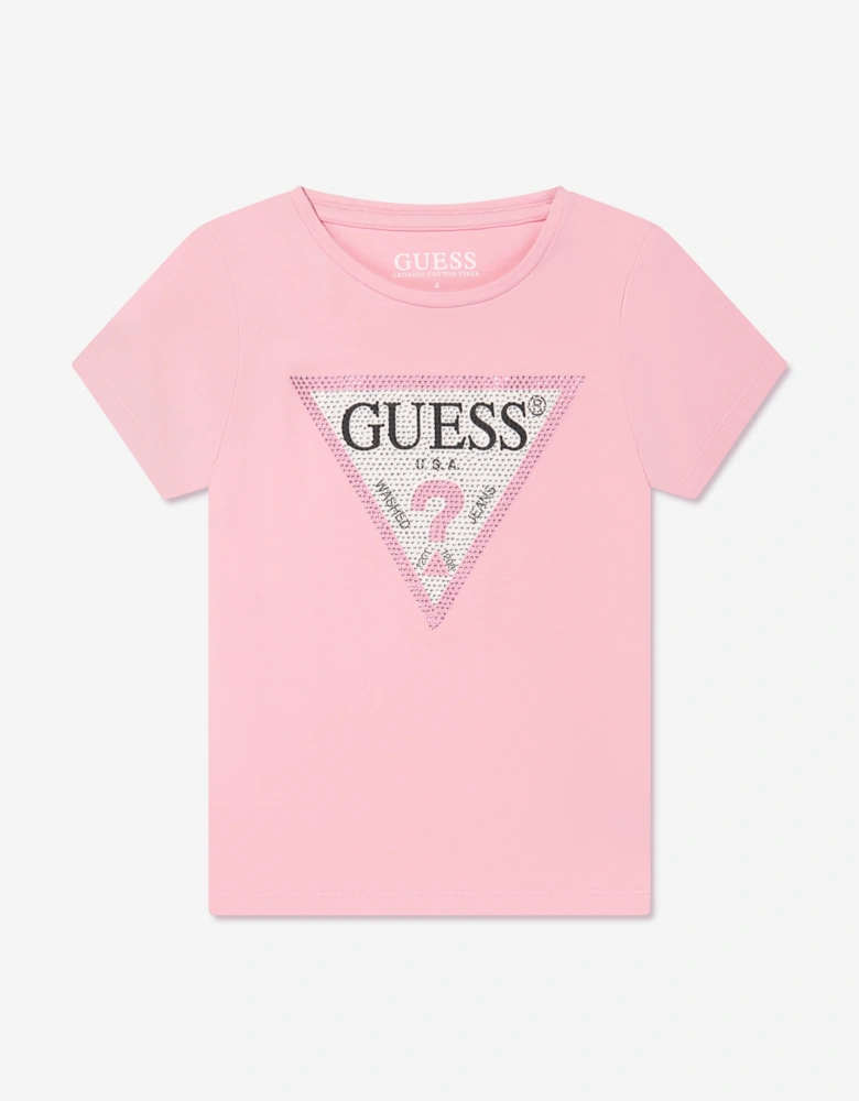 Girls Logo Print T-Shirt in Pink