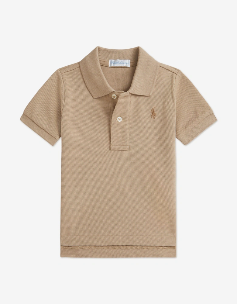 Baby Boys Logo Polo Shirt in Beige
