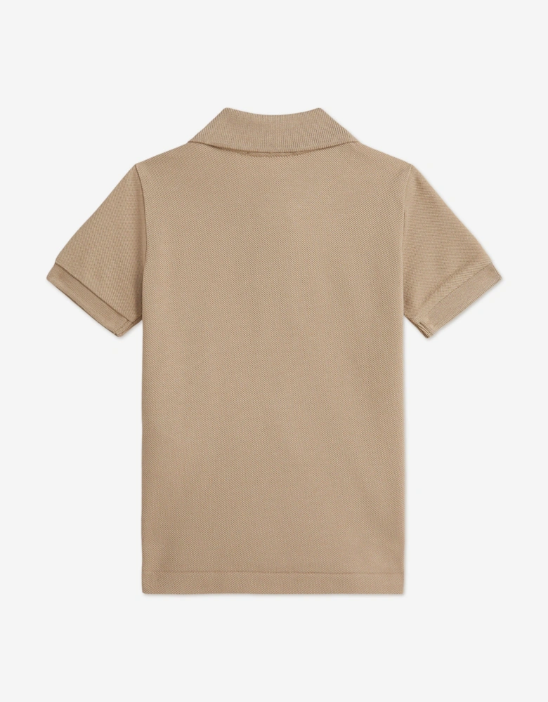 Baby Boys Logo Polo Shirt in Beige