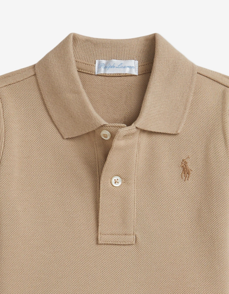 Baby Boys Logo Polo Shirt in Beige