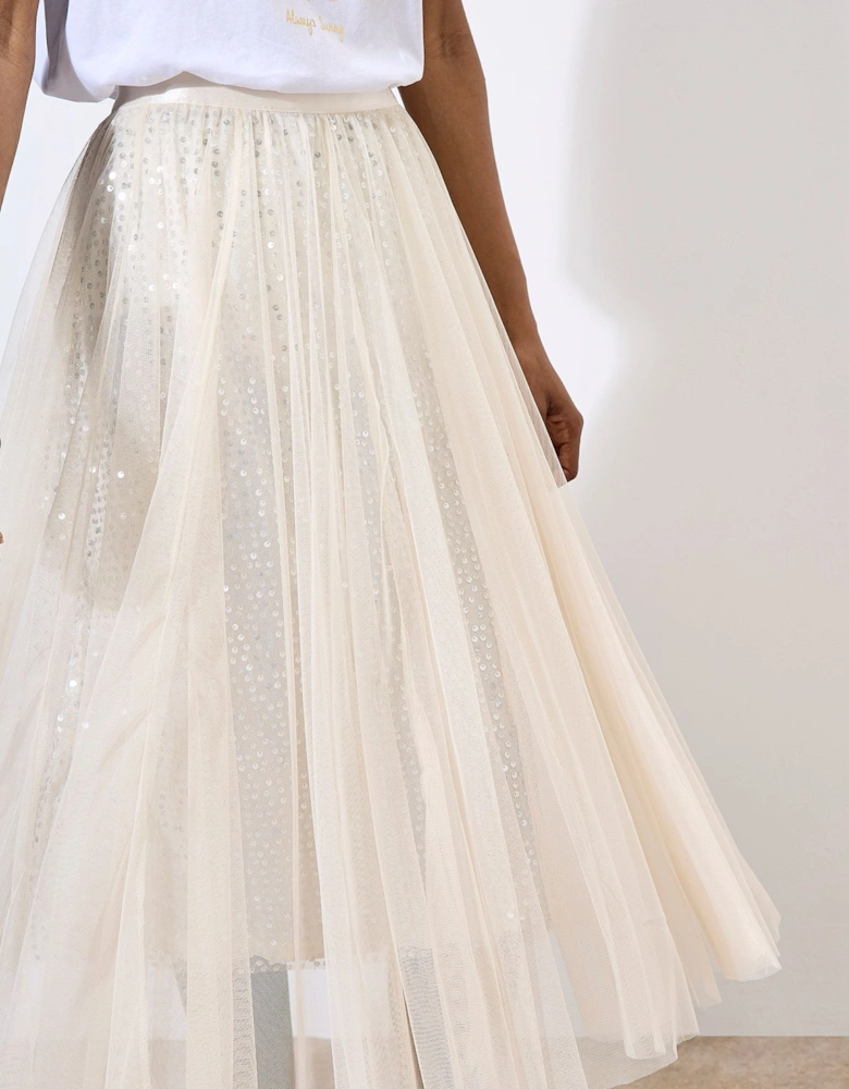Sequin Tulle Midaxi Skirt