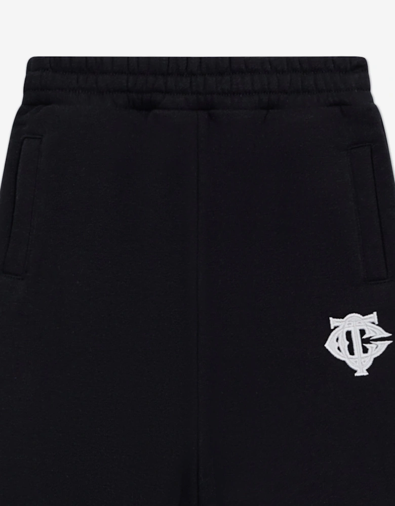 Kids Emblem Applique Joggers in Black