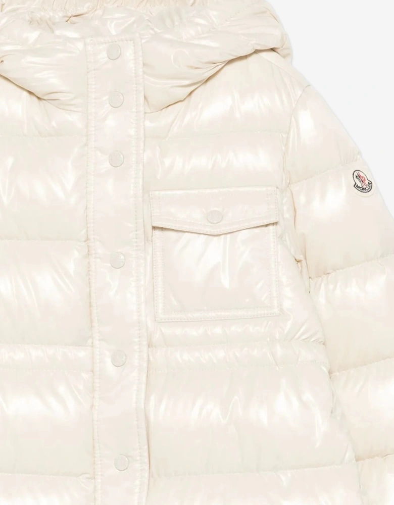 Girls Down Padded Dacca Long Parka in Ivory