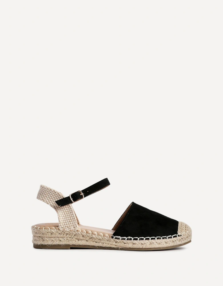 Neroli Black Suede Closed Toe Espadrille Flatform Sandal