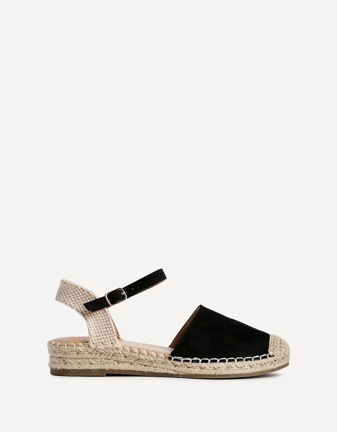 Neroli Black Suede Closed Toe Espadrille Flatform Sandal, 2 of 1