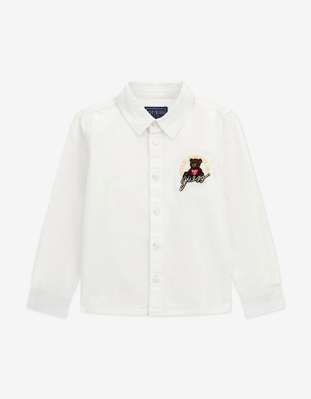 Boys Bear Oxford Shirt in White, 5 of 4