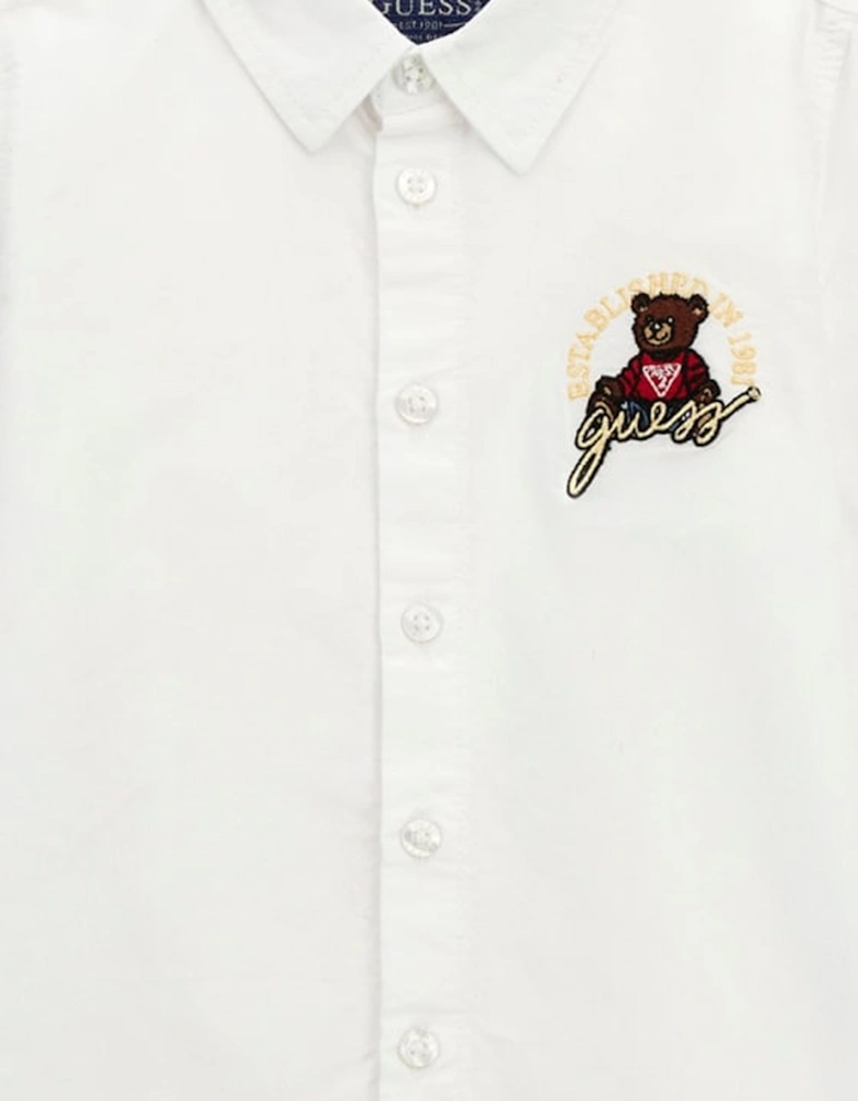 Boys Bear Oxford Shirt in White
