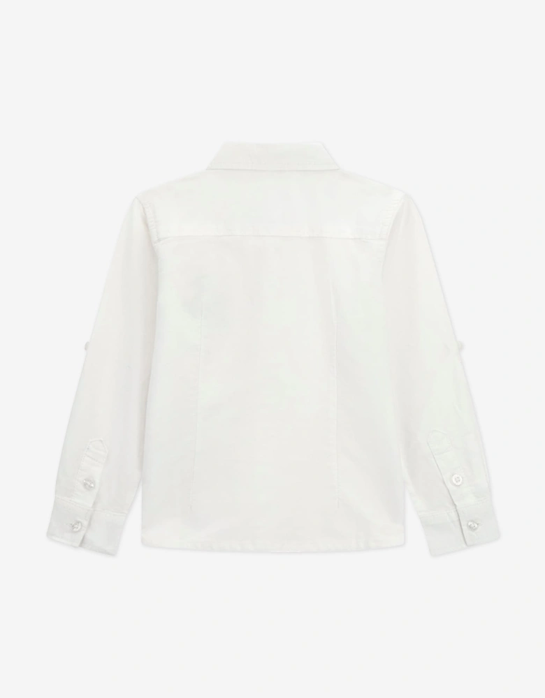 Boys Bear Oxford Shirt in White