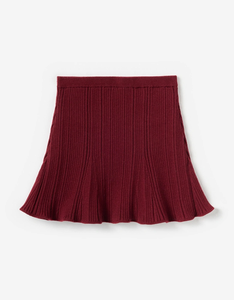 Girls Ribbed Knit Skirt in Red