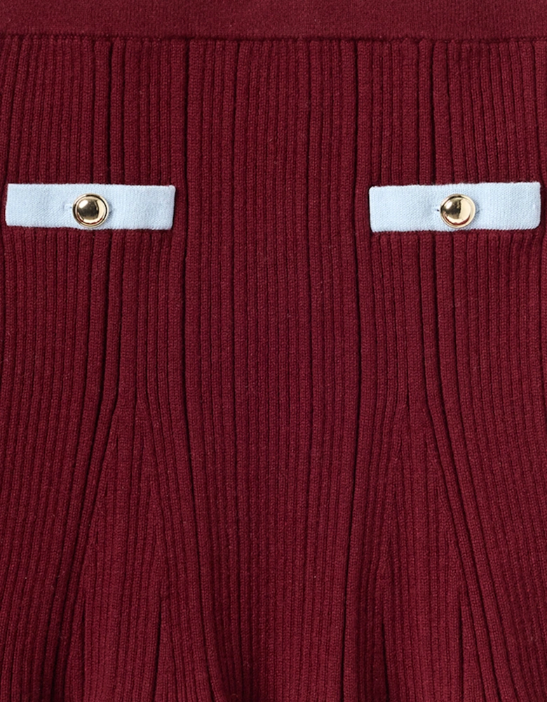 Girls Ribbed Knit Skirt in Red