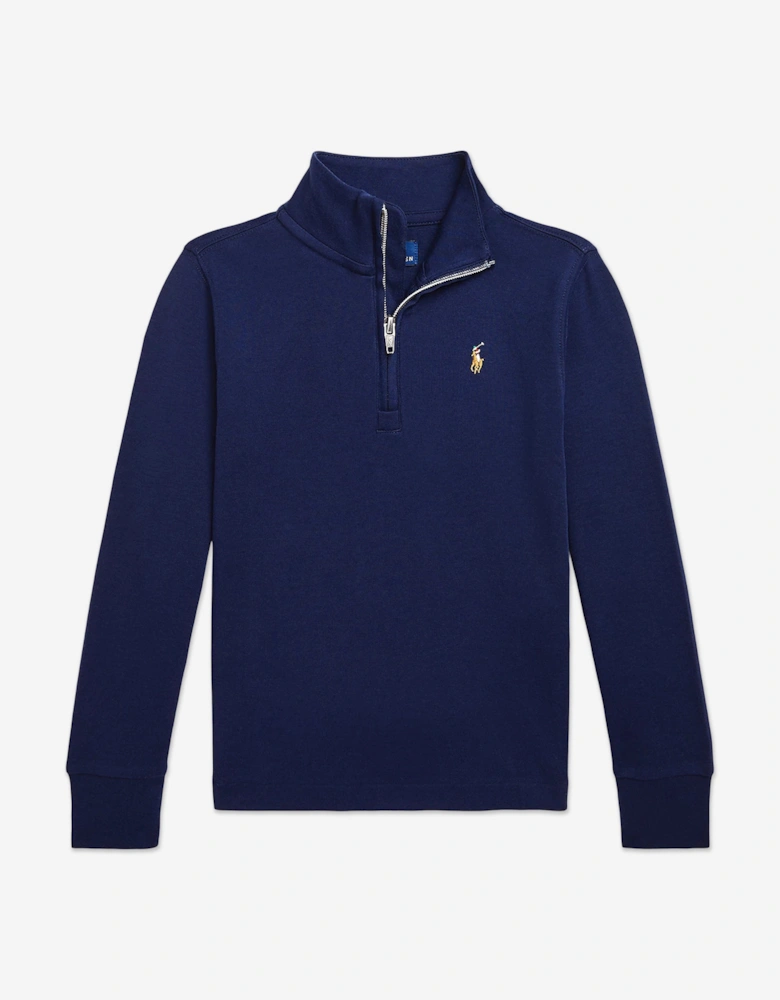 Boys Half Zip Sweatshirt in Navy