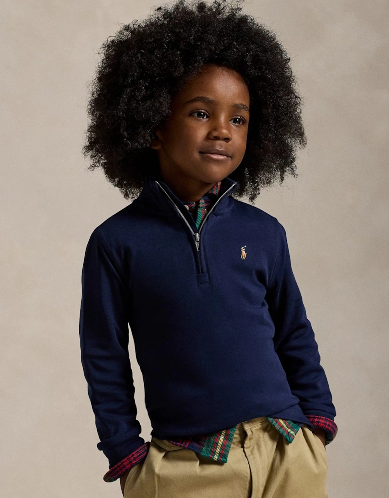 Boys Half Zip Sweatshirt in Navy