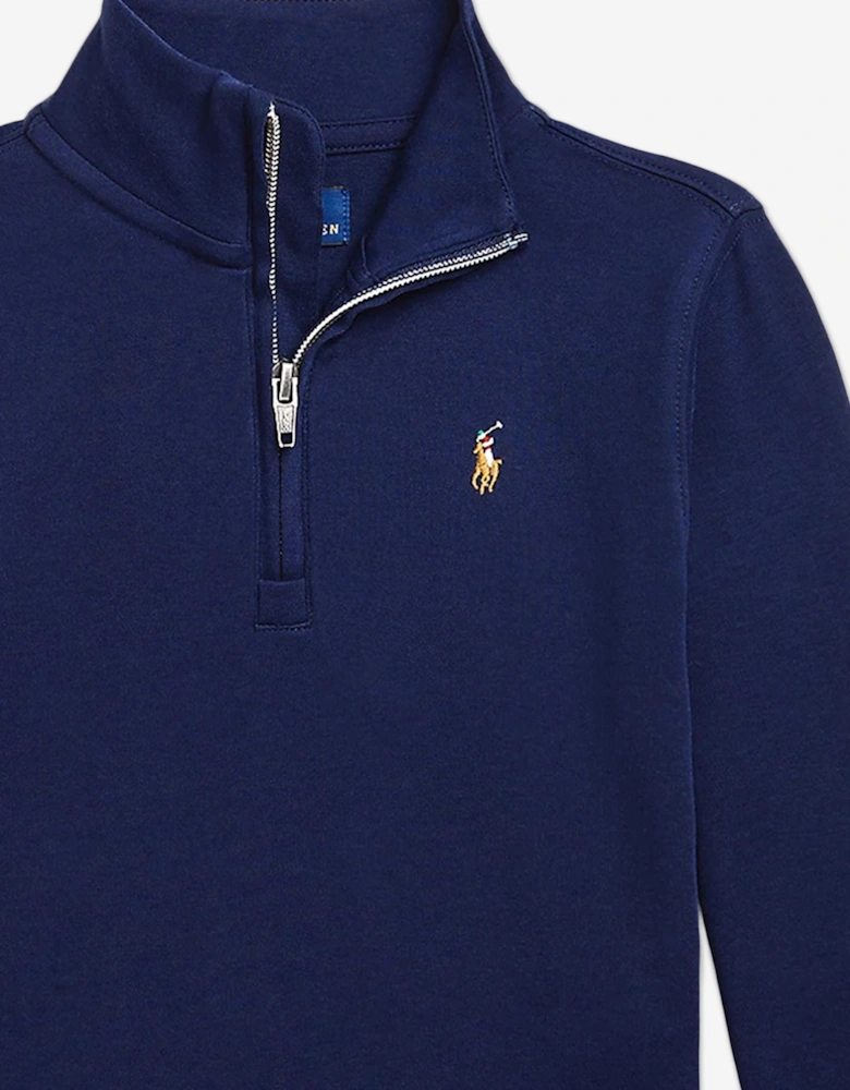 Boys Half Zip Sweatshirt in Navy