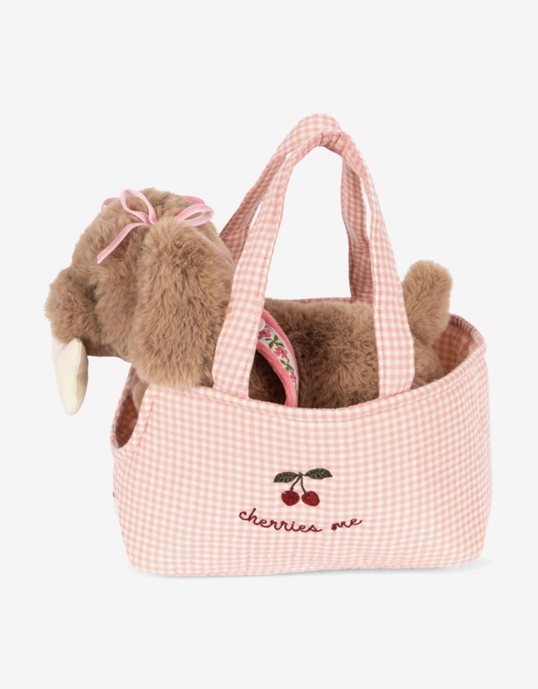 Maude Puppy with Basket in Pink (24cm)