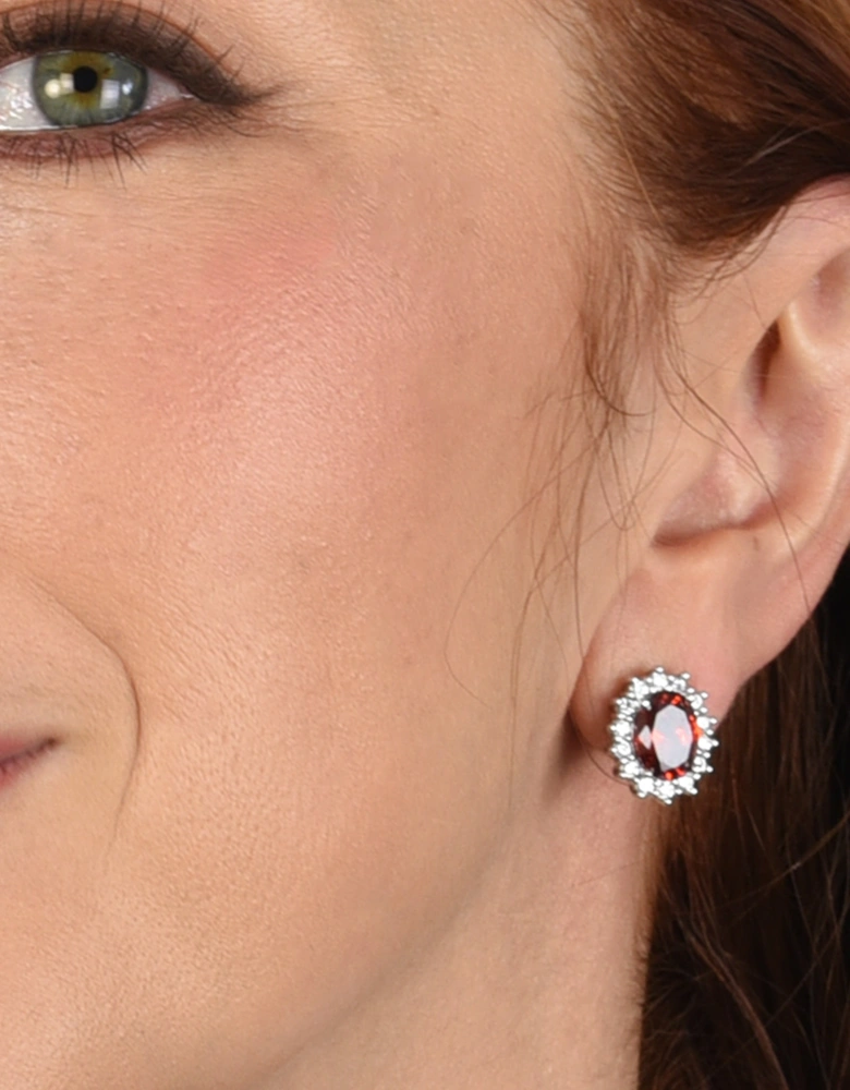 Dacia Silver Ruby Earrings