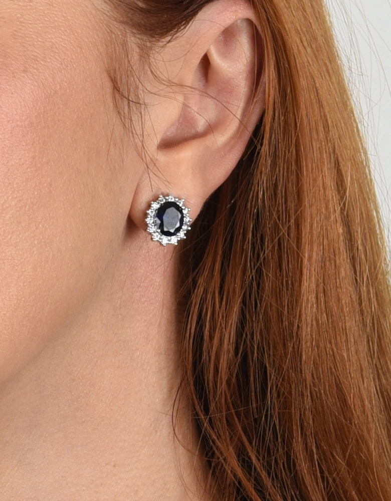 Dacia Silver Sapphire  Earrings