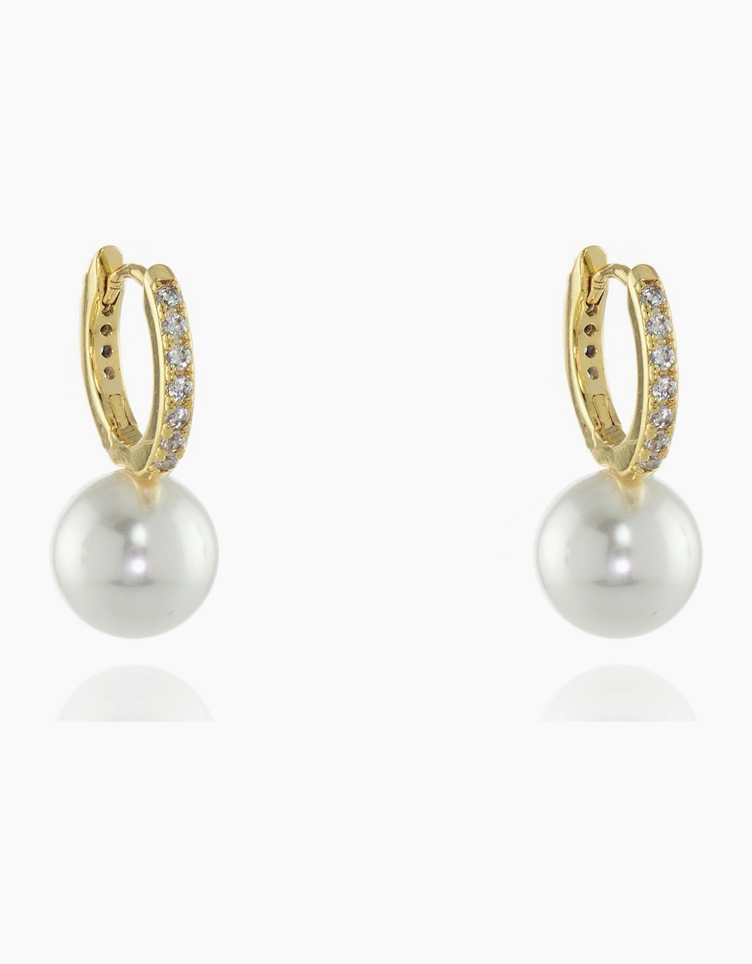 Women's Cachet London Persia 10mm Pearl Gold Hoop - White