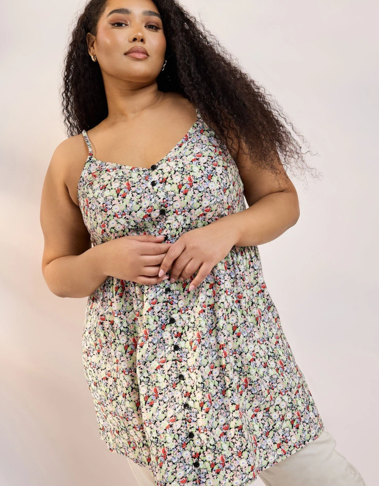 Floral Button Cami Vest Top