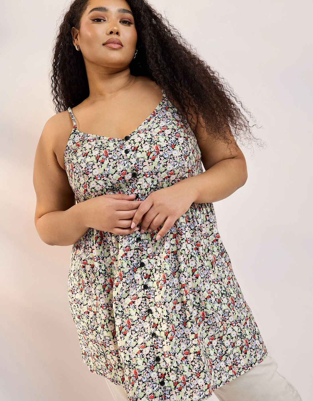 Floral Button Cami Vest Top, 2 of 1