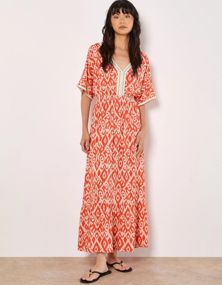 Ikat Swirl Shimmer Maxi Dress
