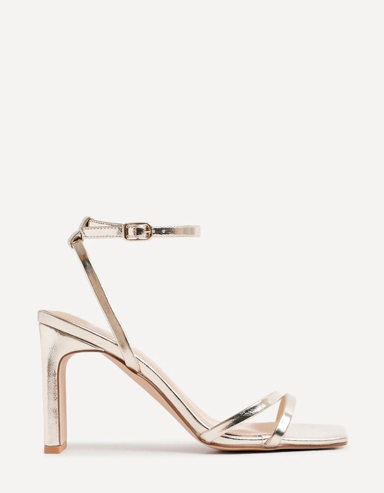 Gesture Gold Faux Leather Strappy High Heel