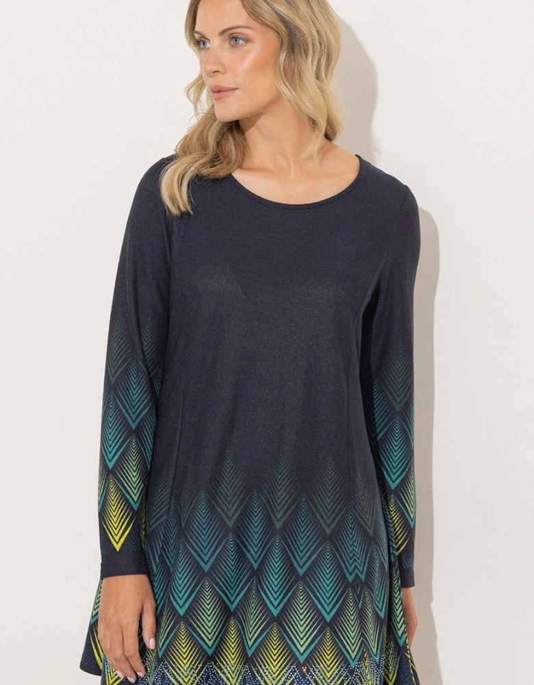 Embellished Border Print Knitted Tunic