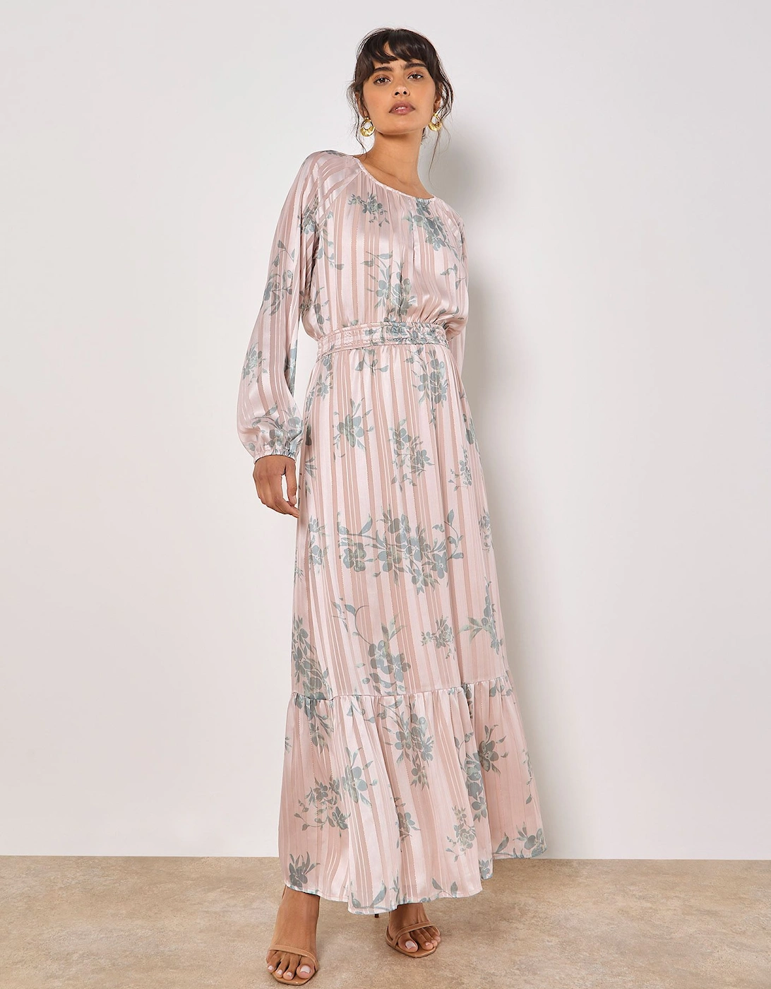 Silhouette Floral Satin Shimmer Maxi Dress, 2 of 1