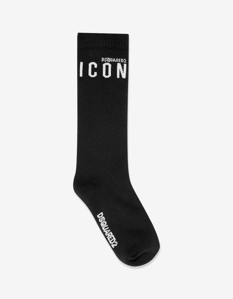 Kids Icon Logo Socks in Black