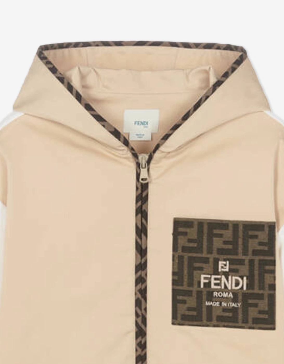 Boys Stretch Gabardine Zip Up Top in Beige