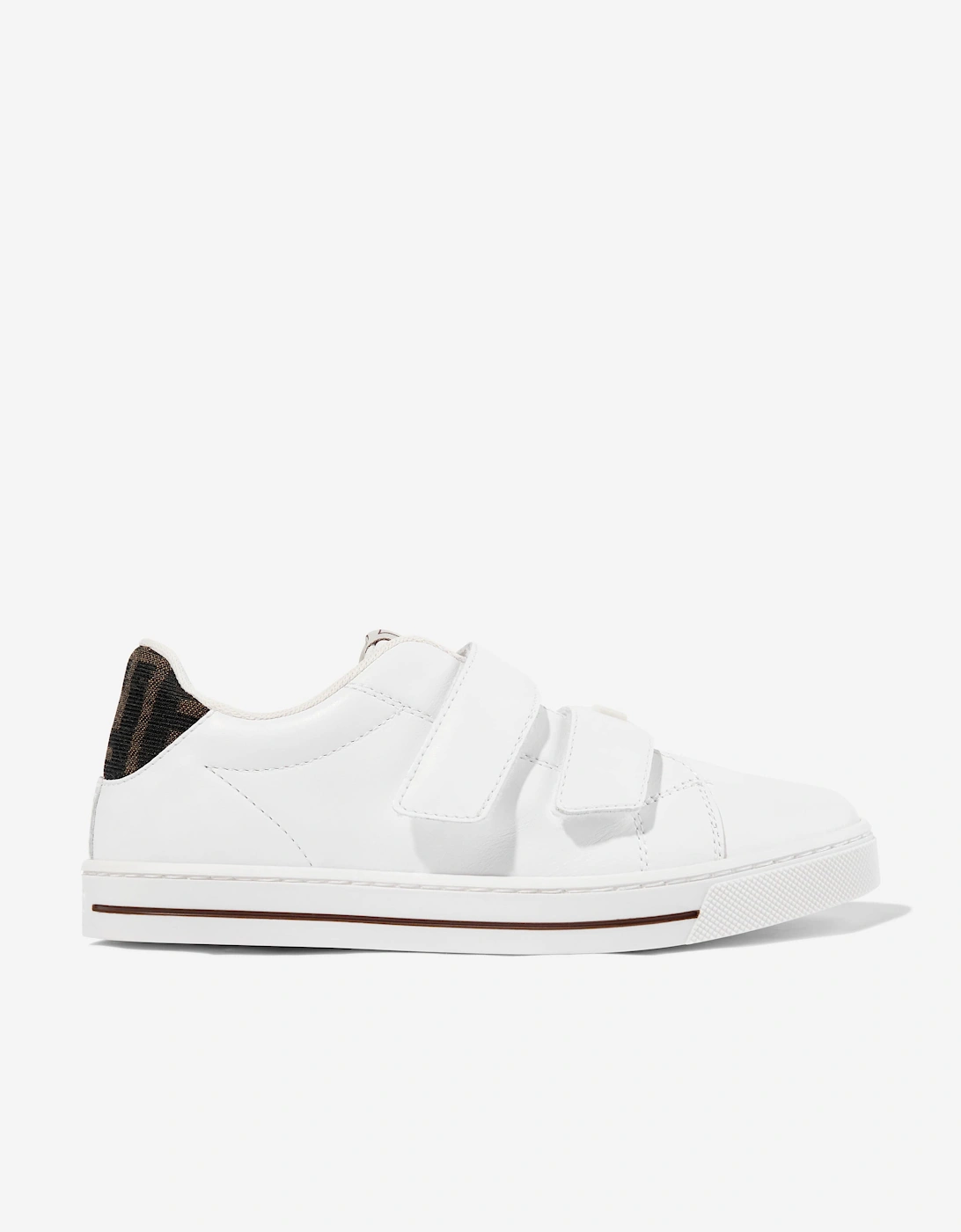 Kids Leather Velcro Strap Trainers in White, 5 of 4