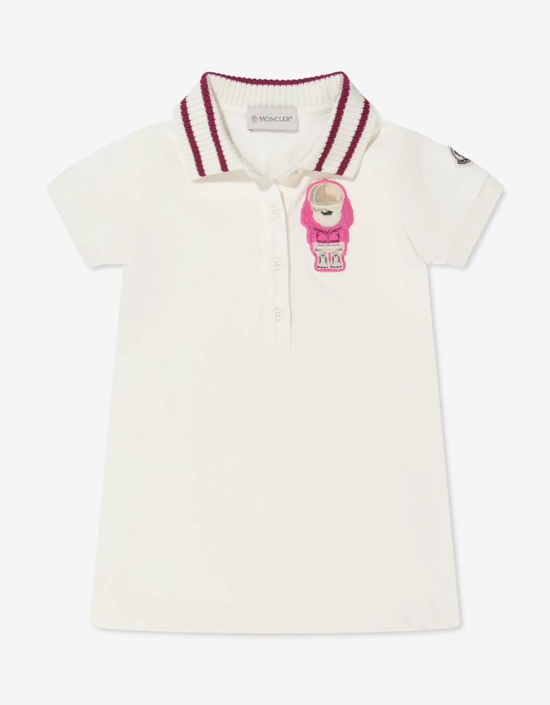 Enfant Girls Bear Polo Dress in White