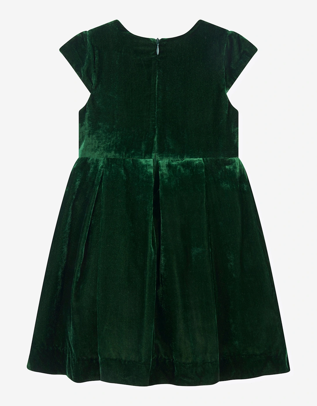Girls Tartan Bow Velvet Dress in Green