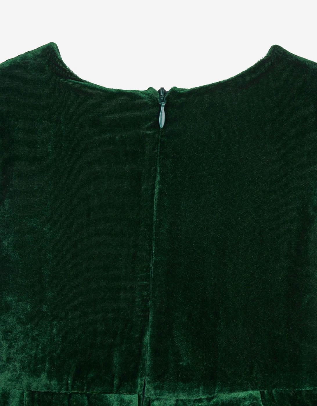 Girls Tartan Bow Velvet Dress in Green