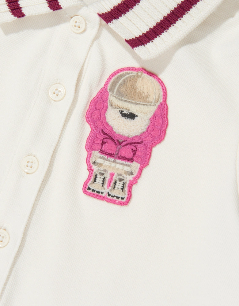 Enfant Girls Bear Polo Dress in White